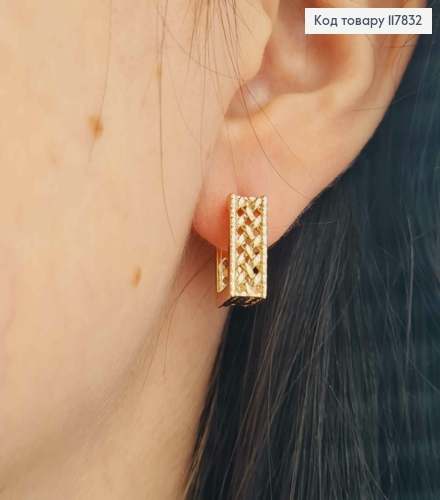 Серьги квадратные Изысканно-Ажурные, ширина 5мм, длина 1,4см, Xuping 18K 117832 фото 3