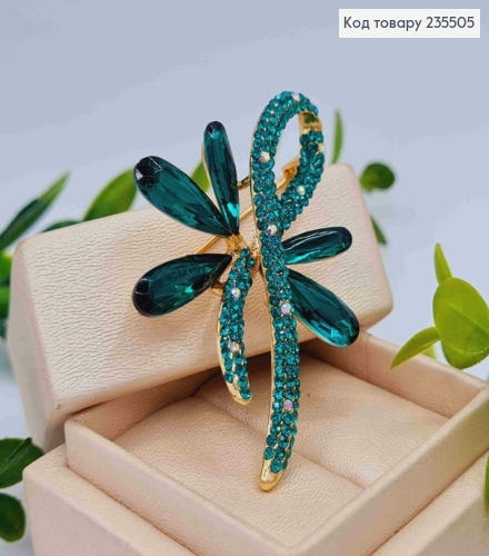 Брошь металл, "Цветочная Петля Желания", украшена Изумрудными камешками, 5,5см. 235505 фото 2