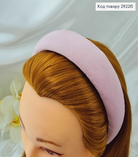 Обруч пластик, мягкий велюр, РОЖЕВЫЙ, шир.4см. 292215 фото 2