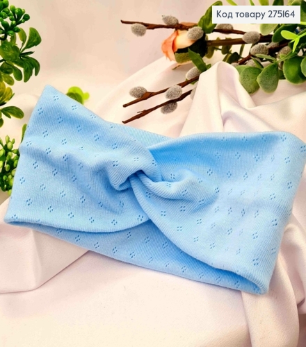 Пов'язка дитяча, чалма, БЛАКИТНОГО кольору, (трикотаж), 33*9см, ручна робота. Україна 275164 фото 2