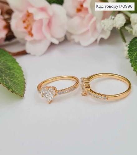 Кольцо "Сердце желания" украшено камнями, Xuping 18К 170996 фото 2