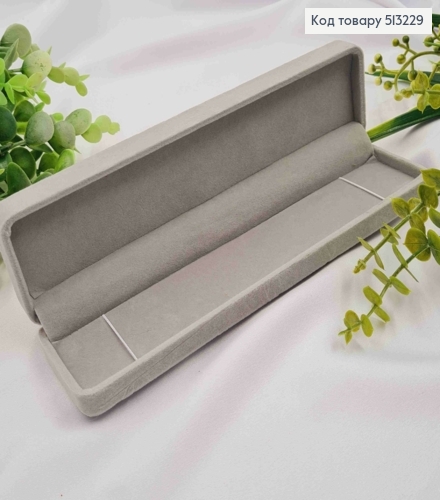 Коробка длинная, Велюр, 21,5*5,5*3см, Серого цвета с Розовым верхом 513229 фото 2