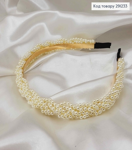 Обруч металл с плетеными бусинками "Косичка" АИВОРИ, ширина 1,7см 291233 фото 2