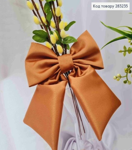 Повязка для корзины Бантик, цвета Кофе с молоком на завязках, плотный атлас, 13*17см, ручная работа 283235 фото 2