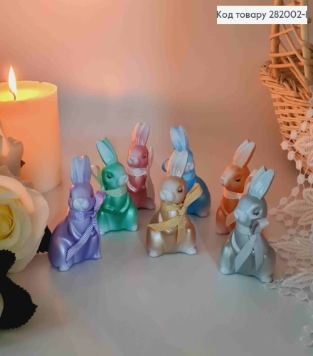 Пасхальная фигура ЗАЯЦ, с бантиком, 7,5*4см, цвета в ассорт. 282002-1 фото 2