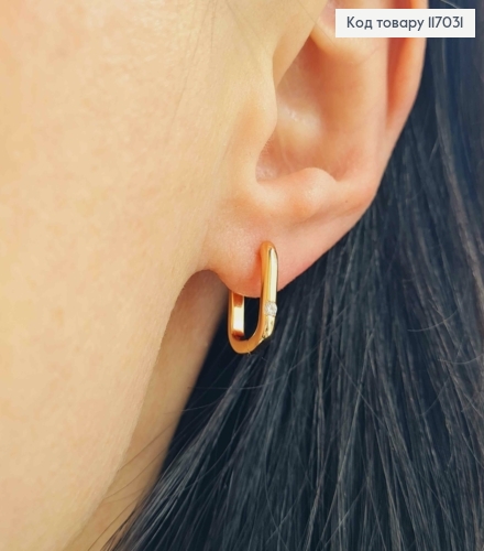 Сережки кільця 1,2см, з маленьким камінцем, Xuping 18K 117031 фото 2