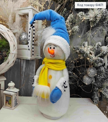 Сніговик в ЖОВТО-БЛАКИТНОМУ вбранні, 60см, ручна робота, Україна 614171 фото 2