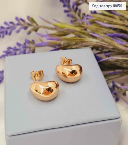 Серьги гвоздики изогнутая Каплица, 1,6см, XUPING 18K 118156 фото 2