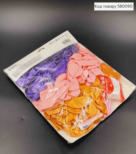 Набір кульок латексних, 180шт. В Рожевих тонах, з клейкою лентою та лентою-тримачем (5м) 580090 фото 2