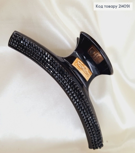 Краб пластик черный с камешками 9,5 см с золотой брошью 214091 фото 2