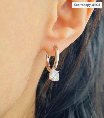Серьги родовые, кольца 1,5см, с подвеской камешком, Xuping 181208 фото 2