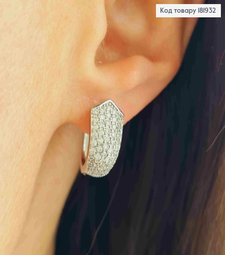 Серьги родованные украшены Блестящими камешками, 1,6см, XUPING 181932 фото 2