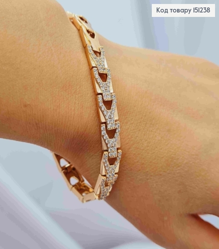 Браслет "Изысканный" украшен Блестящими камешками, длина 17+2см, Xuping 18K 151238 фото 2