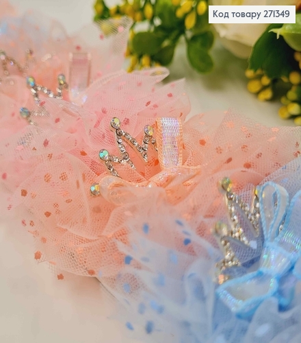 Набор детских заколок, клев, "Принцесса" с фатином в горошек и бантиком, 10 шт/наб. 271349 фото 2