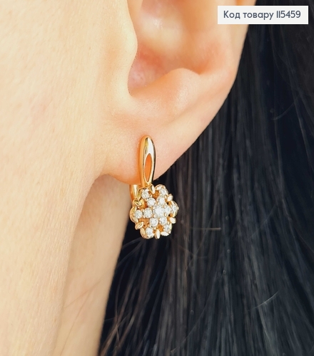 Серьги "Цвет" с камешками, 1,5см. англ. зам. Xuping 18K 115459 фото 2