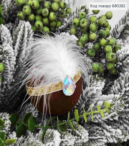 Іграшка куля(1шт) 80мм "МАСКАРАД" ШОКОЛАДНИЙ колір, новорічна прикраса пластикова,Україна 680282 фото 3