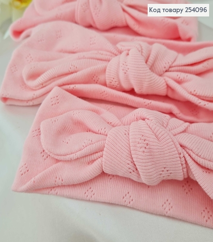 Повязка детская трикотаж (натур. ткань) солоха, трансформер, РОЗОВАЯ ручная работа. Украина (16*6см) 254096 фото 2