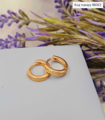 Серьги кольца украшены камешками, диаметр 1,4см, Xuping 18К. 118063 фото 2