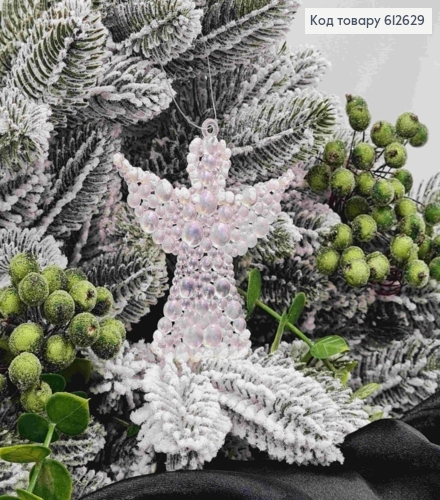 Ангел, ПЕРЛАМУТРОВИЙ, білий, 9*9см, новорічна прикраси, пластикова, виготовлено в Україні 612629 фото 3