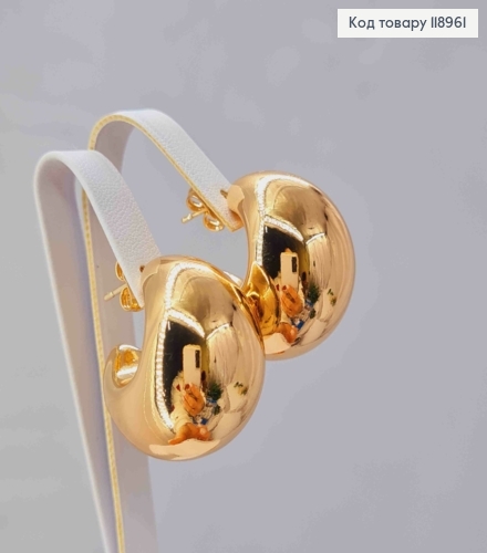 Сережки гвіздки "Об'ємні", довжина 2,6см, Xuping 18K 118961 фото 2