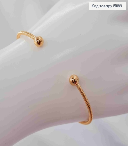 Браслет овальный, граненый с двумя шариками, длина 18 см, Xuping 18K. 151189 фото 2