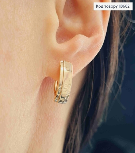 Серьги "Прямоугольные", 1,6см, английская застежка, Xuping 18К 118682 фото 2