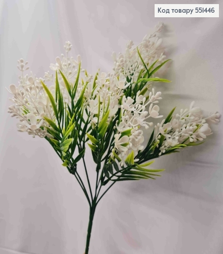 Штучна композиція Пуансетія, БІЛОГО кольору, 7 гілочок на металевому стержні, 31см 551446 фото 3