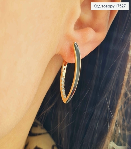 Сережки Стрелы с Черной эмалью и Блестящими камешками, 2,8см, англ. зам., XUPING 18K 117527 фото 3