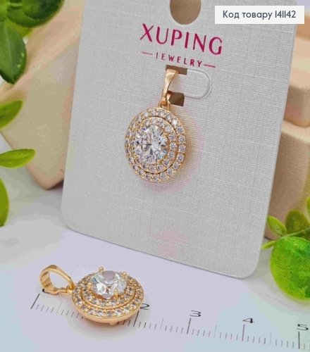 Кулон Сверкающий камень в оправе из камней, размер 1,3см, Xuping 18K 141142 фото 2