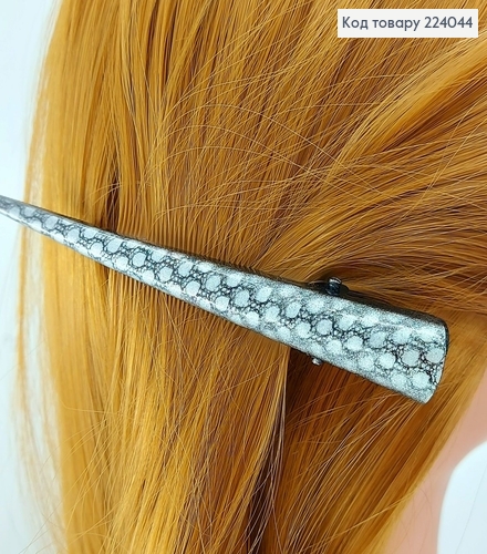 Заколка стрела серебряная / белая 13см  224044 фото 2