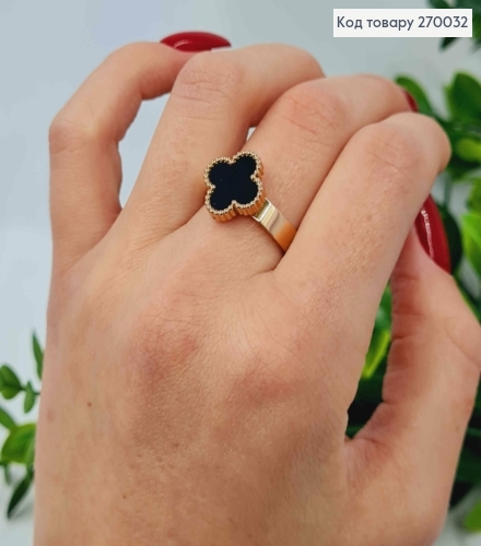 Кольцо медного цвета, Van Cleef с Черной эмалью, сталь Stainless Steel 270032 фото 3