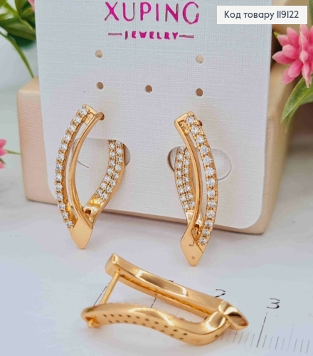 Серьги Стрелы украшены Блестящими камешками, 2,6см, английская застежка, XUPING 18K 119122 фото 3