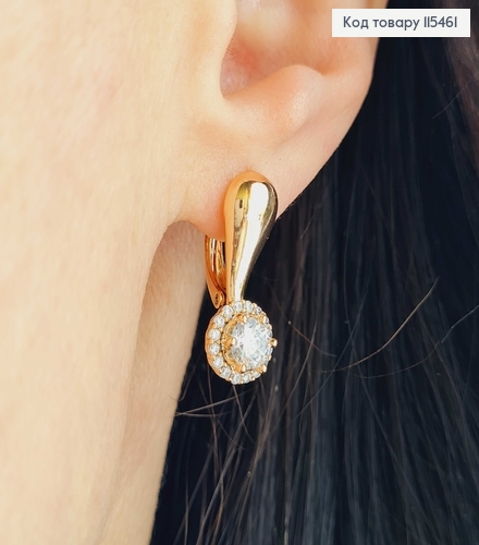 Сережки "Персона" з камінцем, 2см. англ. заст. Xuping 18K 115461 фото 2