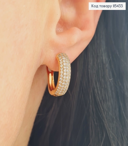 Серьги кольца, в камешках, 1,5*0,6см Xuping 18K 115433 фото 2