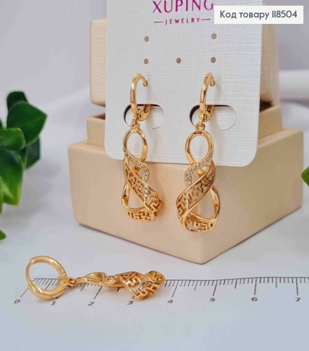 Серьги кольца (1,1см) с подвеской ВЕРСАЧЕ в камешках, 2,6см, Xuping 18К 118504 фото 2