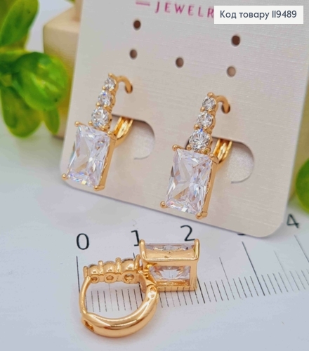 Серьги кольца украшены Блестящими камешками, диаметр 1,2см, XUPING 18К 119489 фото 2