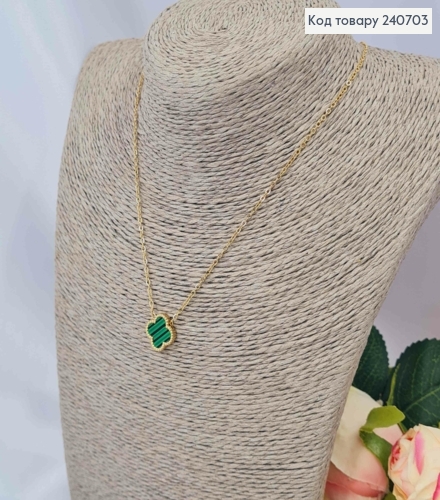 Ланцюжок з Van Cleef, двосторонній Зелений-Чорний, 43+5см, лимонного кольору, сталь Stainless Steel 240703 фото 2