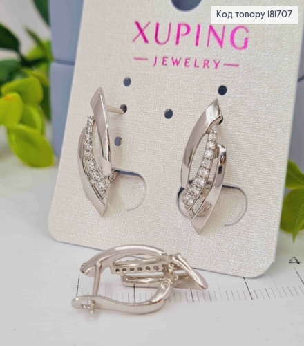 Серьги родованные "Stylish" с Блестящими камешками, 2,2см, английская застежка, XUPING 181707 фото 2