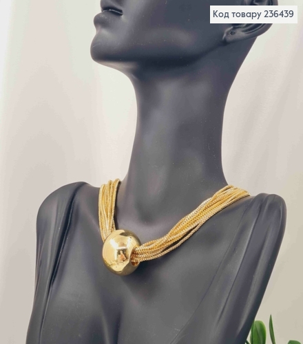 Бижутерия на шею БУСИНКА на цепочках, 37+6см, Лимонного цвета, Fashion Hand Made 236439 фото 4