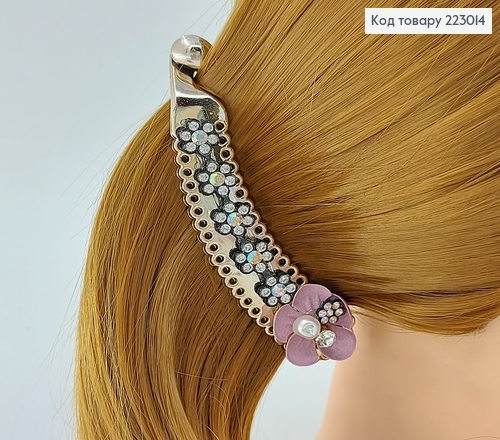 Заколка банан золота с цветами 11 см 223014 фото 2