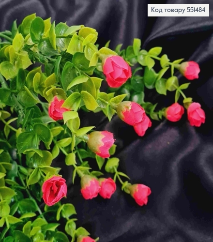 Штучна композиція Міні-Троянди, МАЛИНОВОГО кольору, 7 гілочок на металевому стержні, висота 35см 551484 фото 2