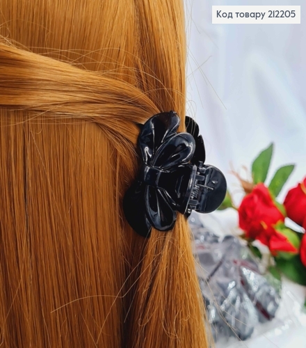 Краб пластик 4см,БАНТИК ЧОРНИЙ глянцевий 212205 фото 2