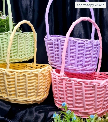 Корзина крашеная маленькая овальная, Цвета в ассорт., (дл.22см), (шир.18см), (глубь 9), (ручка16см) 283217 фото 2