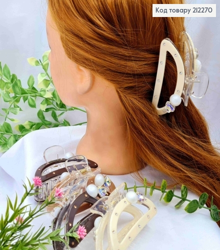 Краб пластик "ДУГА" со Стразами и камнями, Barrеtte la France, 9см, Цвета в ассортименте 212270 фото 2