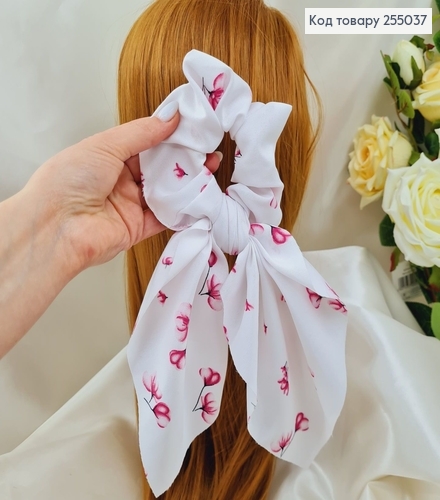 Резинка Твилли Белая Цветы 9*27см (ручная работа, Украина) 255037 фото 2