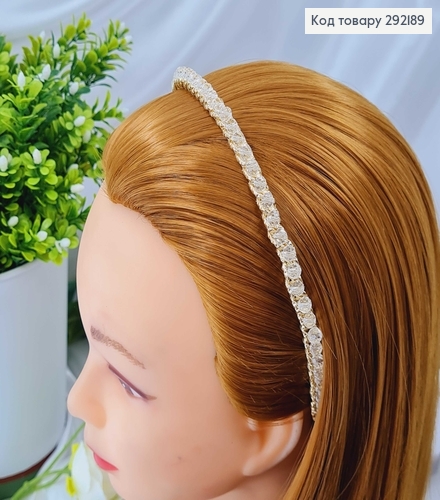 Обруч металл с прозрачными камнями 6мм по всей длине 292189 фото 2