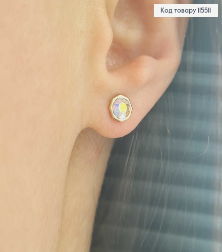 Серьги гвоздики, перламутровый камень в оправе, 0,5см. Xuping 18K 115511 фото 2