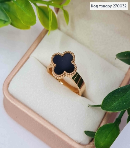 Кольцо медного цвета, Van Cleef с Черной эмалью, сталь Stainless Steel 270032 фото 2