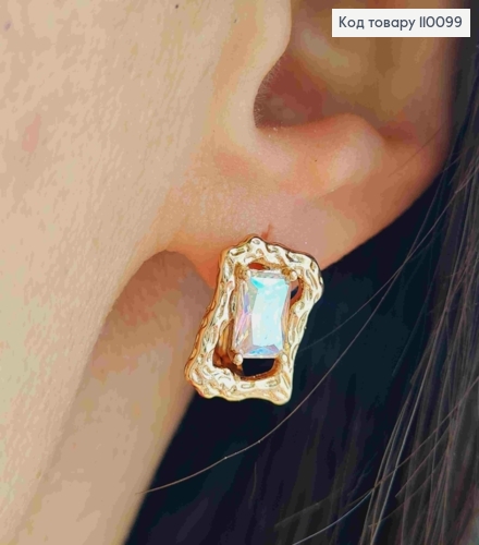 Сережки з Блискучим каменем Хамелеон, довжина 1,,3см, англійська застібка, Xuping 18K 110099 фото 2