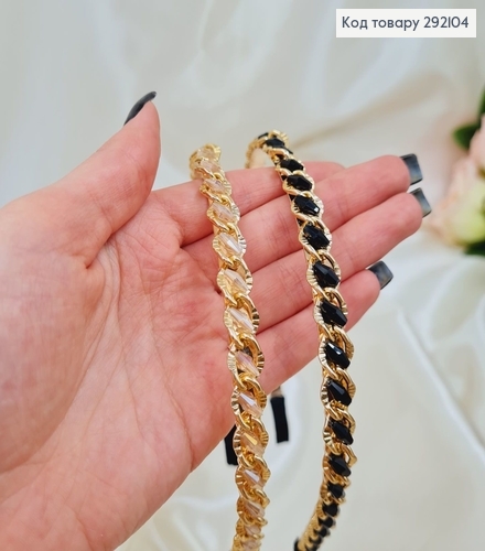 Обруч цепочка золота черная/прозрачная 292104 фото 2